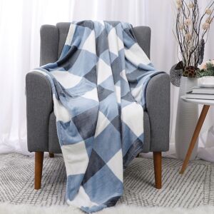Piccocasa Plaid Buffalo Checker Throw Blanket Soft Fleece Blue And White Piccocasa Plaid Buffalo Checker Throw Blanket Soft Fleece Blue And White