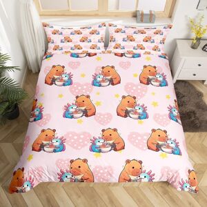 Homewish Girls Cute Capybara Bedding Set, Axolotl Duvet Cover Double For Kids B Homewish Girls Cute Capybara Bedding Set, Axolotl Duvet Cover Double For Kids B