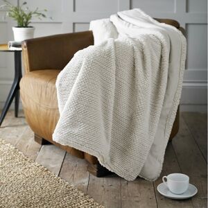 Lyndon Company Faux Fur Knit Style Large Throw Blanket In Biscuit Beige 150cm X 220cm Lyndon Company Faux Fur Knit Style Large Throw Blanket In Biscuit Beige 150cm X 220cm