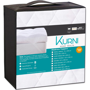 Kurni Mattress Topper Bed Protector White, Uk Single 90x190cm Size, Soft, Machine Wash Kurni Mattress Topper Bed Protector White, Uk Single 90x190cm Size, Soft, Machine Wash
