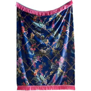 Laurence Llewelyn-Bowen Sapphire Blue Floral Throw - Reversible Velvet Blanket (130 X 180cm) - Tassel D Laurence Llewelyn-Bowen Sapphire Blue Floral Throw - Reversible Velvet Blanket (130 X 180cm) - Tassel D