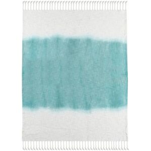 Homeroots.Co 50" X 60" Blue And White Woven Cotton Ombre Throw Blanket With Fringe Homeroots.Co 50" X 60" Blue And White Woven Cotton Ombre Throw Blanket With Fringe