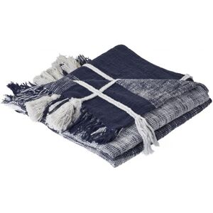 Homeroots.Co 50" X 60" Blue And White Woven Cotton Checkered Throw Blanket With Tassels Homeroots.Co 50" X 60" Blue And White Woven Cotton Checkered Throw Blanket With Tassels
