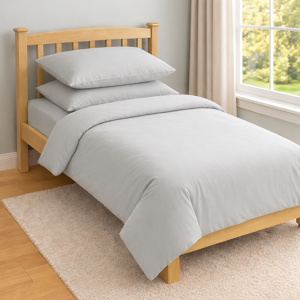 Comfortnights Flame Retardant Single Bed Set,Duvet Cover, Fitted Sheet, Pillowcase Pair Silver Comfortnights Flame Retardant Single Bed Set,Duvet Cover, Fitted Sheet, Pillowcase Pair Silver