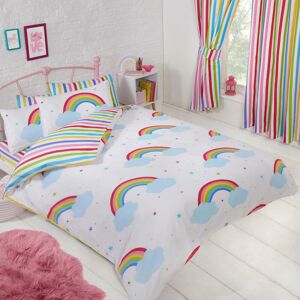 Prh Rainbow Sky Double Duvet Cover Set + Matching Striped Lined Curtains 54\" Drop Prh Rainbow Sky Double Duvet Cover Set + Matching Striped Lined Curtains 54\" Drop