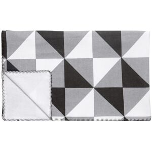 Geometric Bedspread / Blanket Pattern Printed In White And Grey By Hubsch Geometric Bedspread / Blanket Pattern Printed In White And Grey By Hubsch