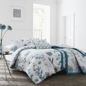 Trends 200 Thread Count Cotton Rich Double Size Duvet Cover Set Floral Design In Teal Trends 200 Thread Count Cotton Rich Double Size Duvet Cover Set Floral Design In Teal
