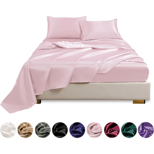 Does Not Apply Queen Size Satin Bed Sheets Set, 4 Pcs: Fitted Sheet, Flat Sheet, 2 Pillowcases Does Not Apply Queen Size Satin Bed Sheets Set, 4 Pcs: Fitted Sheet, Flat Sheet, 2 Pillowcases