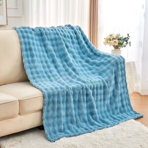 Wajade Fluffy Flannel Blanket Blue Faux Fur Bed Throw Super Soft Warm Large Bla Wajade Fluffy Flannel Blanket Blue Faux Fur Bed Throw Super Soft Warm Large Bla