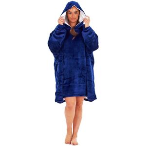 Keanu Unisex Adult Plain Fleece Sherpa Lined Oversized Blankone Size Navy Tc304 Keanu Unisex Adult Plain Fleece Sherpa Lined Oversized Blankone Size Navy Tc304