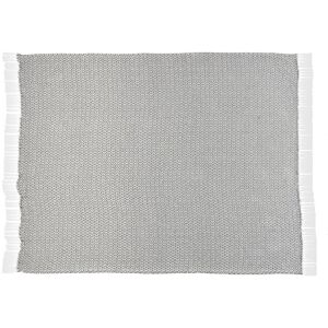 Homeroots.Co 50" X 60" Gray And White Woven Cotton Geometric Throw Blanket With Fringe Homeroots.Co 50" X 60" Gray And White Woven Cotton Geometric Throw Blanket With Fringe