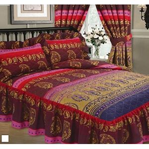 Ambiance Super King Kashmir Fuschia Luxury Quilted Fitted Bedspread Frill Pink Maroon Ambiance Super King Kashmir Fuschia Luxury Quilted Fitted Bedspread Frill Pink Maroon
