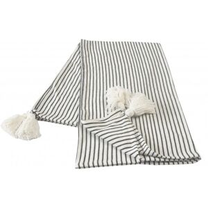 Homeroots.Co 50" X 60" Brown And White Woven Cotton Striped Throw Blanket With Tassels Homeroots.Co 50" X 60" Brown And White Woven Cotton Striped Throw Blanket With Tassels