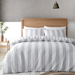 Catherine Lansfield Cove Stripe Reversible Double Duvet Cover Set With Pillowcases Silver Grey Catherine Lansfield Cove Stripe Reversible Double Duvet Cover Set With Pillowcases Silver Grey