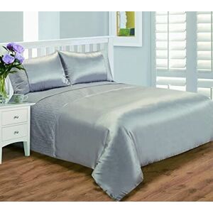 Ambiance Double Bed Serene Silver Faux Silk Crinkle Luxury Polycotton Bedding Set Ambiance Double Bed Serene Silver Faux Silk Crinkle Luxury Polycotton Bedding Set