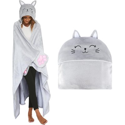 Shoppawhile Wearable Hooded Blanket Soft Cute Warm Fluffy Sloth Penguin Cat Highland Cow Cap Shoppawhile Wearable Hooded Blanket Soft Cute Warm Fluffy Sloth Penguin Cat Highland Cow Cap