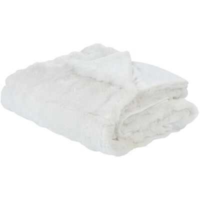 Beliani White Faux Fur Bedspread - Blanket Beliani White Faux Fur Bedspread - Blanket