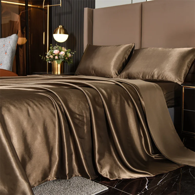 Does Not Apply Queen Size Satin Bed Sheets Set, 4 Pcs: Fitted Sheet, Flat Sheet, 2 Pillowcases Does Not Apply Queen Size Satin Bed Sheets Set, 4 Pcs: Fitted Sheet, Flat Sheet, 2 Pillowcases