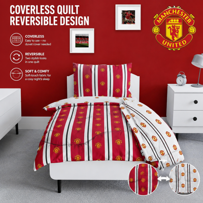 Character World Manchester United Fc Reversible Coverless Duvet - Bedding 10.5 Tog Character World Manchester United Fc Reversible Coverless Duvet - Bedding 10.5 Tog