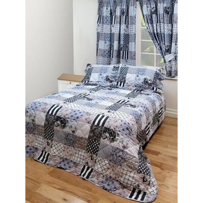Myhome Single Bed Patchwork Grey Quilted Bedspread Throwover Set Pillow Sham Geometric Myhome Single Bed Patchwork Grey Quilted Bedspread Throwover Set Pillow Sham Geometric
