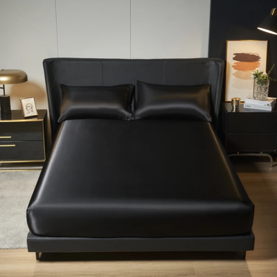 Does Not Apply 3pcs Satin Bedding Set King Size, Fitted Sheet & Pillowcases With Elastic Band Does Not Apply 3pcs Satin Bedding Set King Size, Fitted Sheet & Pillowcases With Elastic Band