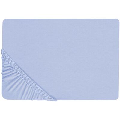 Beliani Cotton Fitted Sheet - Blue 180x200cm Elastic Edging Classic Style Beliani Cotton Fitted Sheet - Blue 180x200cm Elastic Edging Classic Style
