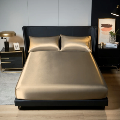 Does Not Apply 3pcs Satin Bedding Set King Size, Fitted Sheet & Pillowcases With Elastic Band Does Not Apply 3pcs Satin Bedding Set King Size, Fitted Sheet & Pillowcases With Elastic Band