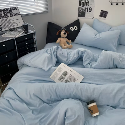 Does Not Apply 1pc Blue Duvet Cover 150x200 이불커버세트 Washed Cotton Quilt Cover Queen Size Bed Lin Does Not Apply 1pc Blue Duvet Cover 150x200 이불커버세트 Washed Cotton Quilt Cover Queen Size Bed Lin