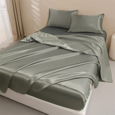 Does Not Apply Queen Size Satin Bed Sheets Set, 4 Pcs: Fitted Sheet, Flat Sheet, 2 Pillowcases Does Not Apply Queen Size Satin Bed Sheets Set, 4 Pcs: Fitted Sheet, Flat Sheet, 2 Pillowcases