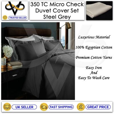 Xquisite Home Furnishings Luxury 350 Thread Count Micro Check Duvet Cover 100% Pure Cotton Bedding Set Xquisite Home Furnishings Luxury 350 Thread Count Micro Check Duvet Cover 100% Pure Cotton Bedding Set