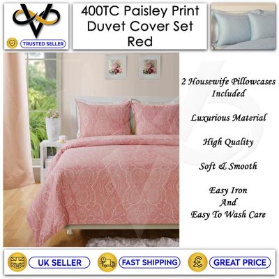 Sabar - Paisley Cotton Rich 400TC - Red - Double - Bedding Set Sabar - Paisley Cotton Rich 400TC - Red - Double - Bedding Set