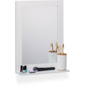 Relaxdays Bathroom Mirror 5 Kg Load White Frame Wall-Mounted Mirror Modern Shelf Mirror Relaxdays Bathroom Mirror 5 Kg Load White Frame Wall-Mounted Mirror Modern Shelf Mirror