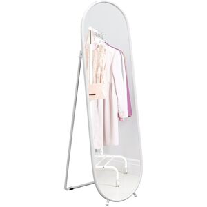 Homcom Oval Full Length Mirror With Metal Frame Hanging Or Leaning White Homcom Oval Full Length Mirror With Metal Frame Hanging Or Leaning White