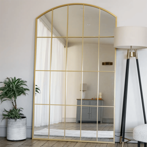 Jōbū Home Tomi- Full Length Gold Metal Arched Lattice Window Mirror - 200cm X 120cm Jōbū Home Tomi- Full Length Gold Metal Arched Lattice Window Mirror - 200cm X 120cm