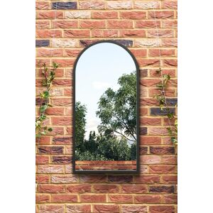 Black Metal Framed Arched Garden Wall Mirror - 47" x 16" Black Metal Framed Arched Garden Wall Mirror - 47" x 16"