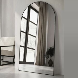 Mirror Large Full Length Wall Archtop Black Metal Frame Leaner Mirror 150 X 80cm Mirror Large Full Length Wall Archtop Black Metal Frame Leaner Mirror 150 X 80cm