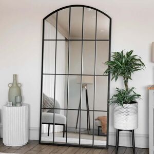 Jōbū Home Tomi - Full Length Black Metal Arched Lattice Window Mirror - 180cm X 90cm Jōbū Home Tomi - Full Length Black Metal Arched Lattice Window Mirror - 180cm X 90cm