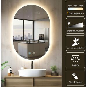 Kartols Led Bathroom Mirror Illuminated Demister 3 Color Touch Switch Wall Mounted Oval Kartols Led Bathroom Mirror Illuminated Demister 3 Color Touch Switch Wall Mounted Oval