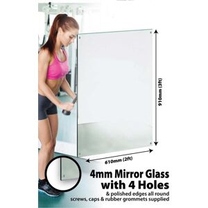 Large Mirror Safety Backed Wall 3 X 2 (91 X 61cm) 4mm Glass Frameless 4 Holes... Large Mirror Safety Backed Wall 3 X 2 (91 X 61cm) 4mm Glass Frameless 4 Holes...