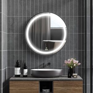 Kleankin Led Smart Bathroom Mirror Wall Mounted Round Vanity Mirror W/ Lights, Black Kleankin Led Smart Bathroom Mirror Wall Mounted Round Vanity Mirror W/ Lights, Black