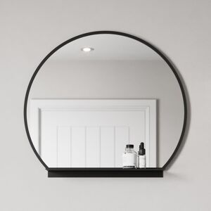 Affine 600mm Round Black Bathroom Mirror With Shelf Framed Wall Hung Modern 4mm Glass Affine 600mm Round Black Bathroom Mirror With Shelf Framed Wall Hung Modern 4mm Glass