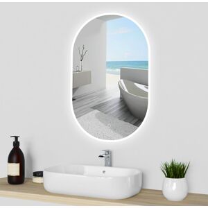 Aica 70x120cm Oval Bathroom Mirror With 3 Colours Led Lights Demister Aica 70x120cm Oval Bathroom Mirror With 3 Colours Led Lights Demister