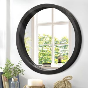 Jjuuyou Circular Wall Mirror 40cm Rustic Wood Frame Small Mirror For Bathroom E Jjuuyou Circular Wall Mirror 40cm Rustic Wood Frame Small Mirror For Bathroom E