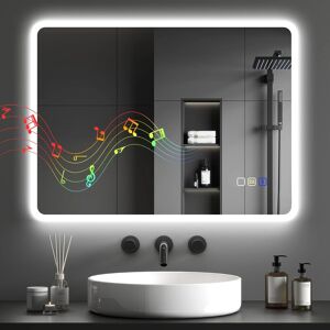 Homcom 600 X 800 Mm Bluetooth Bathroom Mirror With Led Lights Wall Mounted Homcom 600 X 800 Mm Bluetooth Bathroom Mirror With Led Lights Wall Mounted
