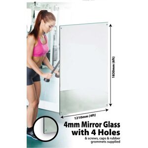 Large Wall Mirror 6ft X 4ft 183 X 121cm Glass With 4 Holes Home Gym Dance Studio Large Wall Mirror 6ft X 4ft 183 X 121cm Glass With 4 Holes Home Gym Dance Studio