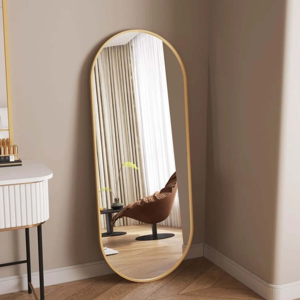 Jōbū Home Emi- Gold Metal Runway Oval Mirror - 120cm X 40cm Jōbū Home Emi- Gold Metal Runway Oval Mirror - 120cm X 40cm