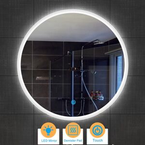 Aica 600mm Round Led Bathroom Mirror With Demister Pad,Wall Mounted, Single Touch Aica 600mm Round Led Bathroom Mirror With Demister Pad,Wall Mounted, Single Touch