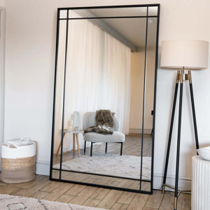 Jōbū Home Aimi - Full Length Black Metal Rectangle Window Mirror - 200cm X 120cm Jōbū Home Aimi - Full Length Black Metal Rectangle Window Mirror - 200cm X 120cm