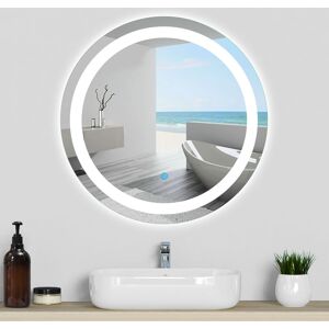 Aica 60cm Round Bathroom Mirror With White Light Demister Pad Anti-Fog Touch Switch Aica 60cm Round Bathroom Mirror With White Light Demister Pad Anti-Fog Touch Switch