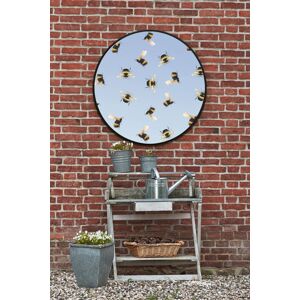 The Typis - Large Black Round Metal Bee Design Garden Mirror - 31"X31" 80x80cm The Typis - Large Black Round Metal Bee Design Garden Mirror - 31"X31" 80x80cm